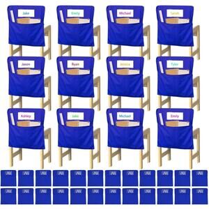 24 Pack Classroom Chair Pockets Seat Sacks 20x17.7 Blue Student Organizer